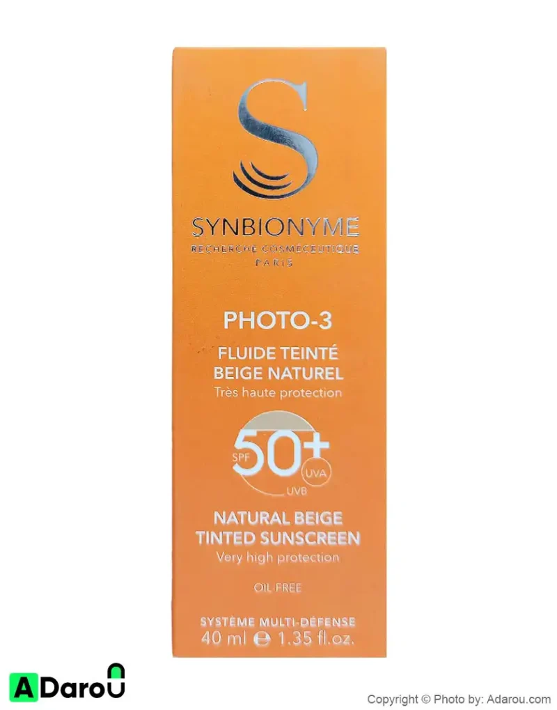 ضد آفتاب رنگی بژ طبیعی SPF50 حجم 40 میلی لیتر فتو 3 سین بیو نیم