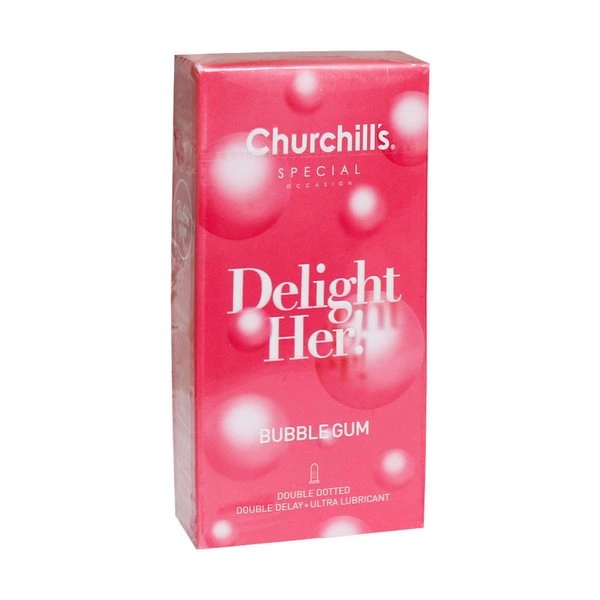 کاندوم خاردار آدامس بادکنکی تاخیری 12 عددی چرچیلز Churchill's Delight Her