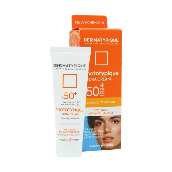 ضدآفتاب SPF50 بی‌رنگ هیدرا پوست نرمال و خشک درماتیپیک