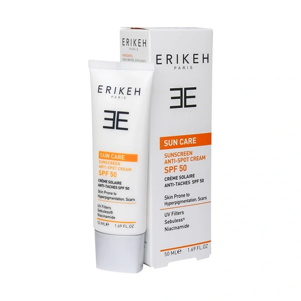 کرم ضدآفتاب SPF50 ضد لک بی‌رنگ اریکه 50 میلی‌لیتر Erikeh