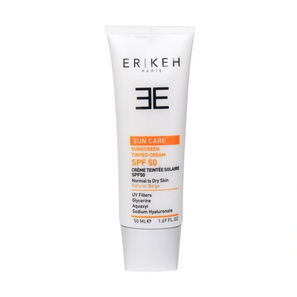 کرم ضدآفتاب SPF50 بژ طبیعی پوست خشک و نرمال اریکه 50 میلی‌لیتر Erikeh