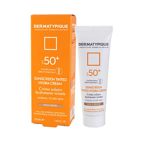 کرم ضدآفتاب رنگی هیدرا پوست خشک SPF50 بژ طلایی درماتیپیک 50 میلی‌لیتر Dermatypique