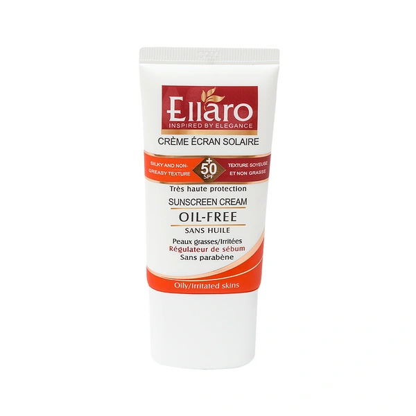 کرم ضدآفتاب +SPF50 پوست چرب بدون رنگ اِلارو 40 میلی‌لیتر Ellaro