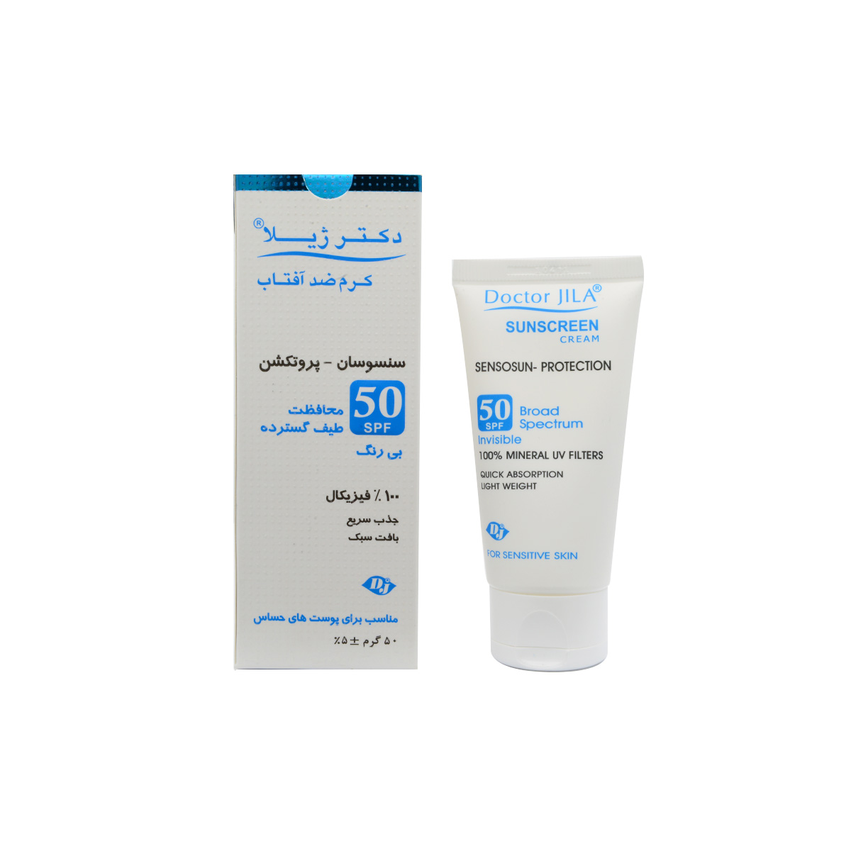کرم ضد آفتاب SPF50 بی رنگ سنسوسان_ پروتکشن 50گرم Doctor Jila