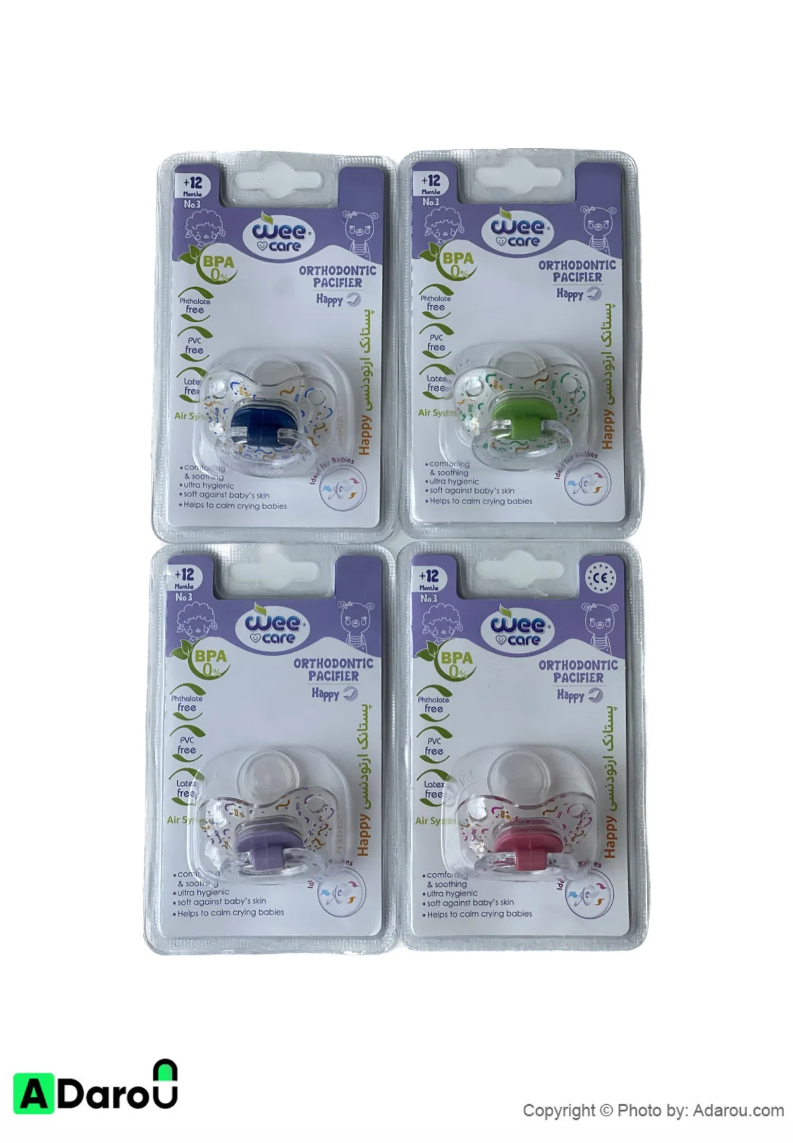 پستانک ارتودنسی Happy مدل P117 شفاف چاپدار وی کر 12+ ماه Wee Care