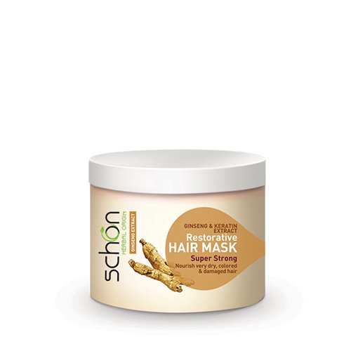 ماسک موی کاسه‌ای جینسینگ و کراتین موهای بسیار خشک و آسیب‌دیده شون 300 میلی‌لیتر Schon
