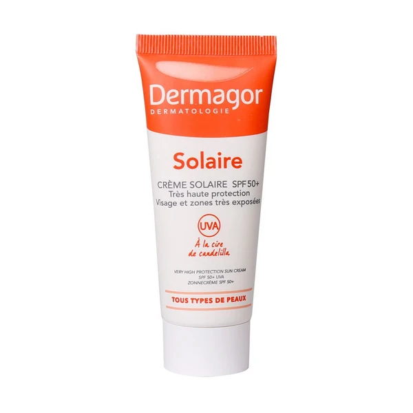 کرم ضدآفتاب SPF50 بی‌رنگ پوست نرمال تا خشک درماگور 40 میلی‌لیتر Dermagor