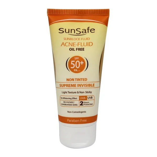 فلوئید ضدآفتاب بی رنگ 50 Spf فاقد چربی سان سیف