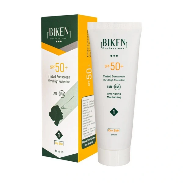 کرم ضدآفتاب +SPF50 پوست خشک کد 1 بیکن 50 میلی‌لیتر Biken