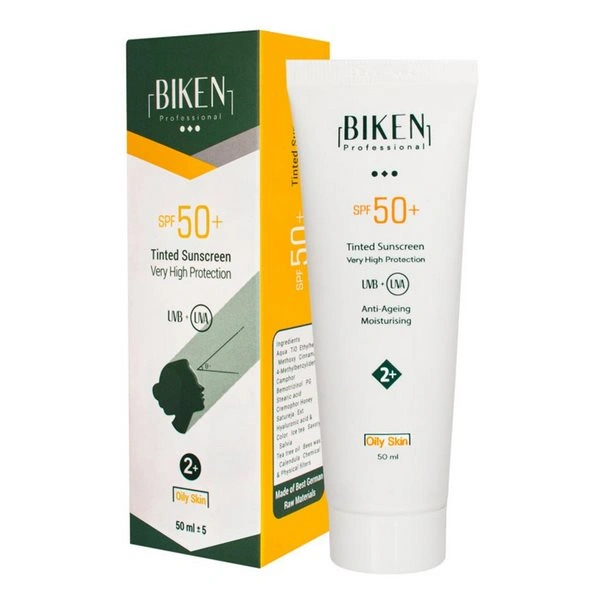 کرم ضدآفتاب +SPF50 پوست چرب کد 2+ بیکن 50 میلی‌لیتر Biken