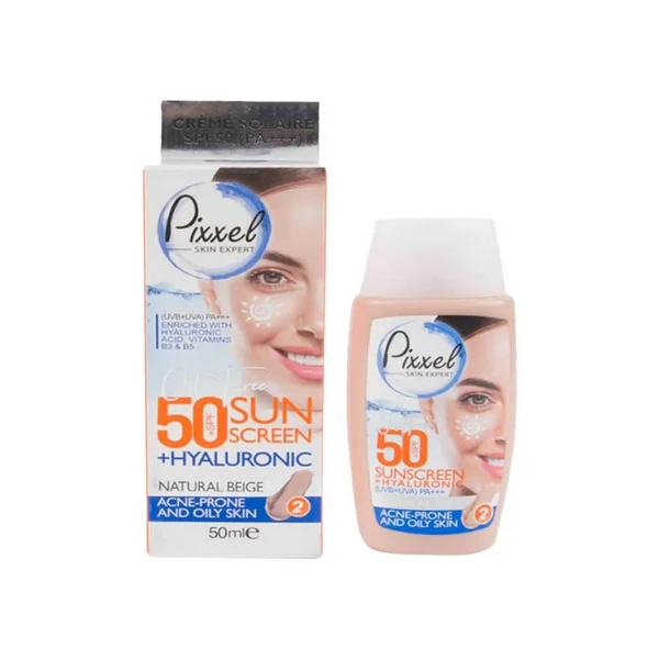 کرم ضدآفتاب 50 SPF بژ طبیعی پوست چرب، جوشدار و مختلط پیکسل