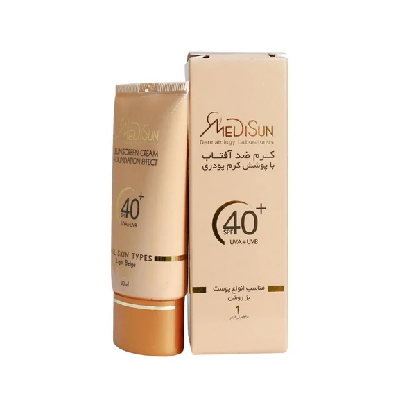 ضدآفتاب کرم پودری کد 1 بژ روشن +SPF40 مناسب انواع پوست مدیسان