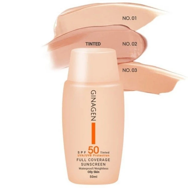 کرم ضدآفتاب SPF50 پوست چرب و مختلط کد 02 ژیناژن 50 میلی‌لیتر Ginagen