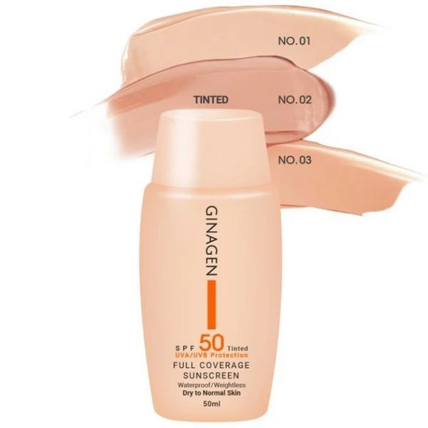 کرم ضدآفتاب SPF50 پوست خشک و نرمال کد 02 ژیناژن 50 میلی‌لیتر Ginagen