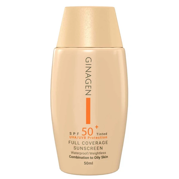 کرم ضدآفتاب SPF50 پوست چرب و مختلط کد 02 ژیناژن 50 میلی‌لیتر Ginagen