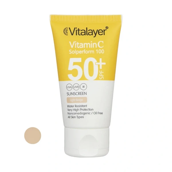 فلوئید ضدآفتاب +SPF50 ویتامین C بژ روشن ویتالیر 40 میلی‌لیتر Vitalayer