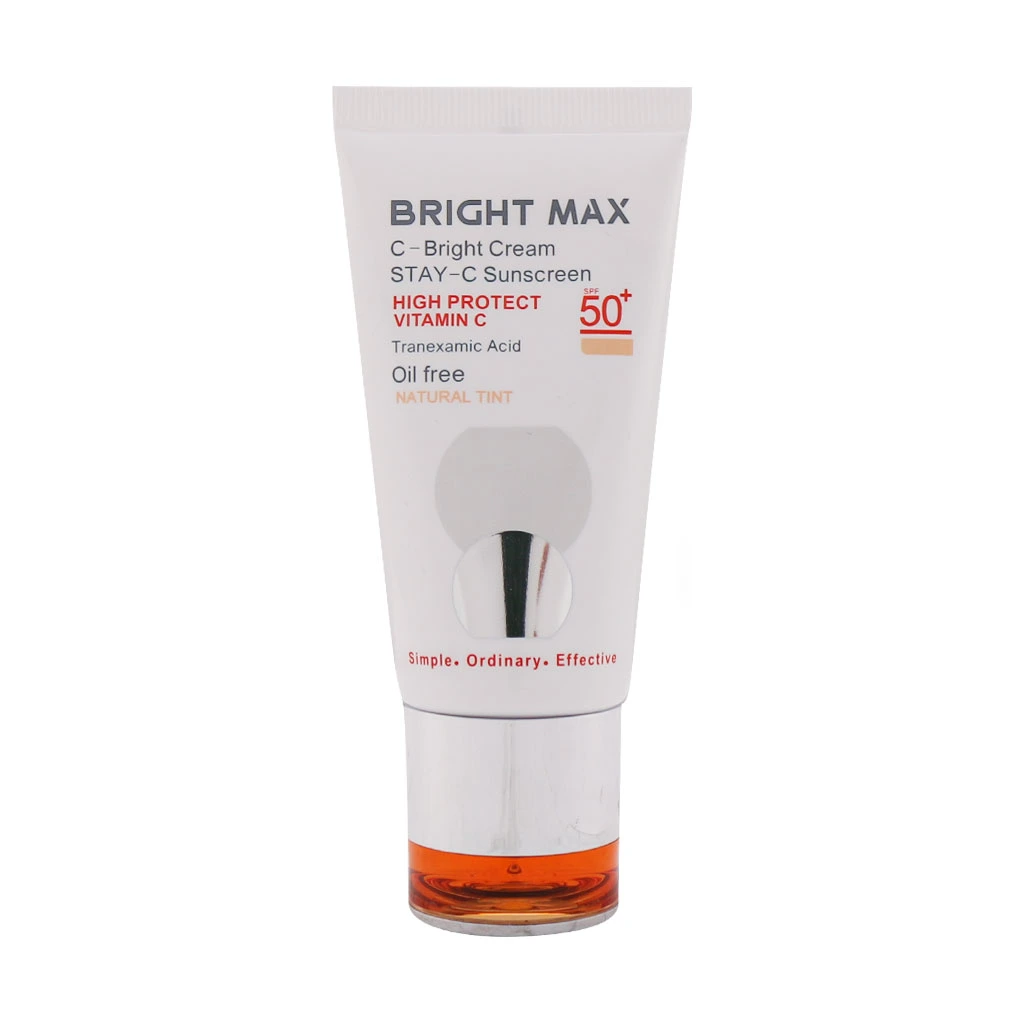 کرم ضدآفتاب +SPF50 رنگ طبیعی انواع پوست ث‌برایت برایت مکس 30 میلی‌لیتر Bright Max