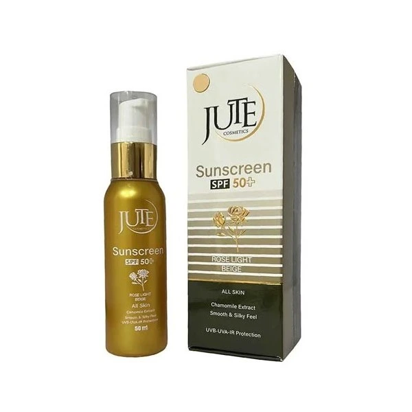 کرم ضدآفتاب +SPF50 انواع پوست، بژ خیلی روشن (رز لایت) ژوت 50 میلی‌لیتر Jute