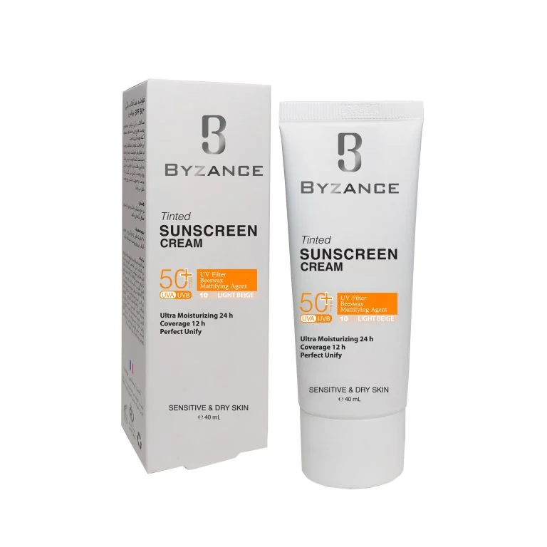 کرم ضدآفتاب بژ روشن پوست خشک و حساس بیزانس