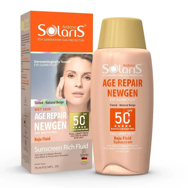فلوئید ضدآفتاب و ضد چروک +50 SPF بژ طبیعی آردن سولاریس
