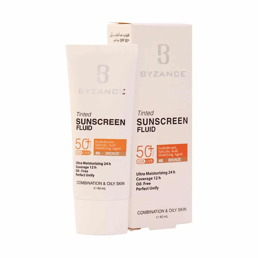 فلوئید ضد آفتاب بژ روشن پوست چرب بیزانس