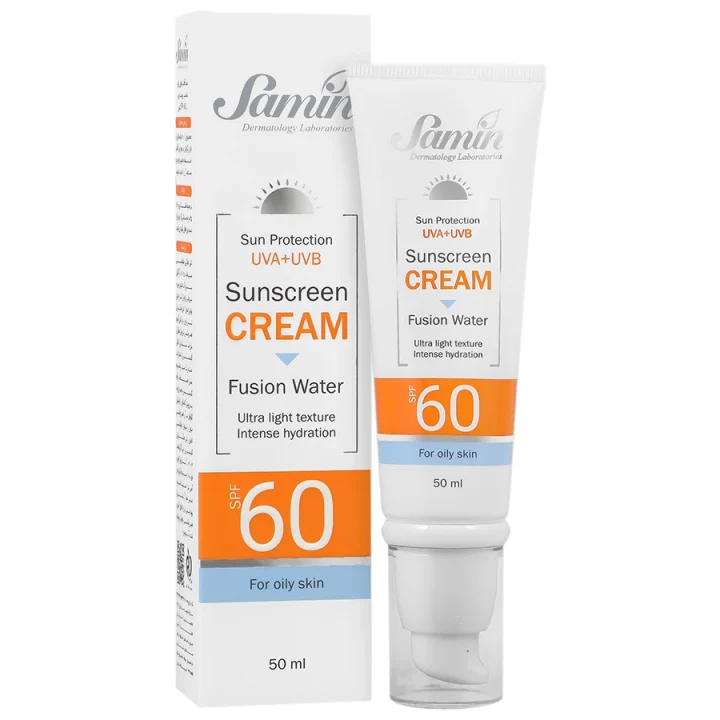 ضد آفتاب فیوژن واتر بی رنگ پوست چرب SPF60 ثمین