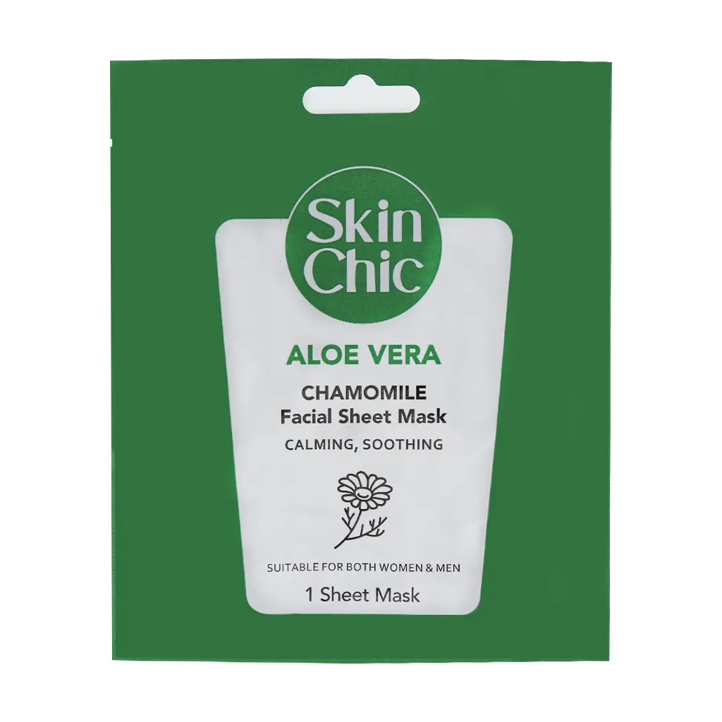 ماسک صورت ورقه ای آلوئه ورا با عصاره بابونه اسکین شیک - آدارو