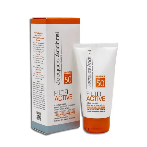 کرم ضد آفتاب بی رنگ 50 SPF پوست چرب و مستعد آکنه ژاک آندرل