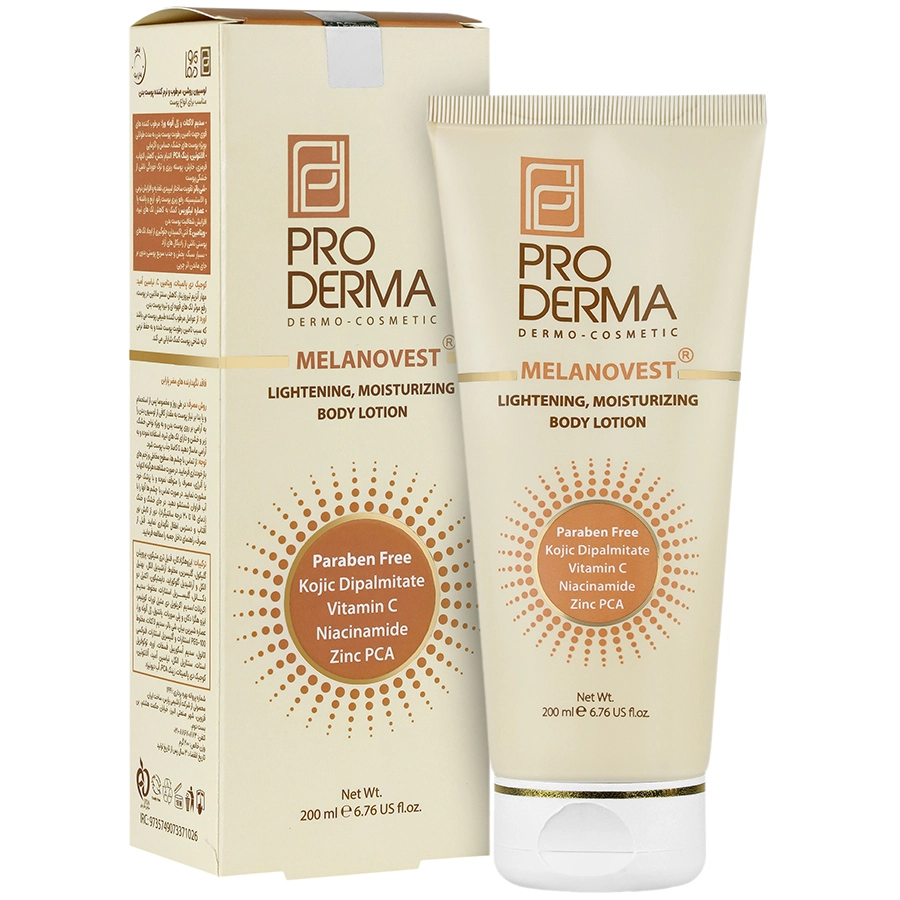 لوسیون روشن کننده بدن ملانووست پرودرما 200 میلی لیتر Pro Derma -داروخانه آنلاین آدارو