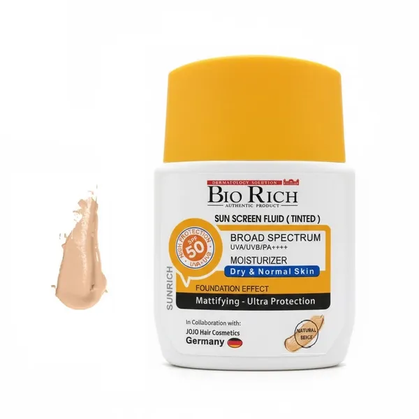 فلوئید ضد آفتاب SPF50 پوست چرب و مختلط بژ طبیعی بایوریچ 50 میلی لیتر Bio Rich