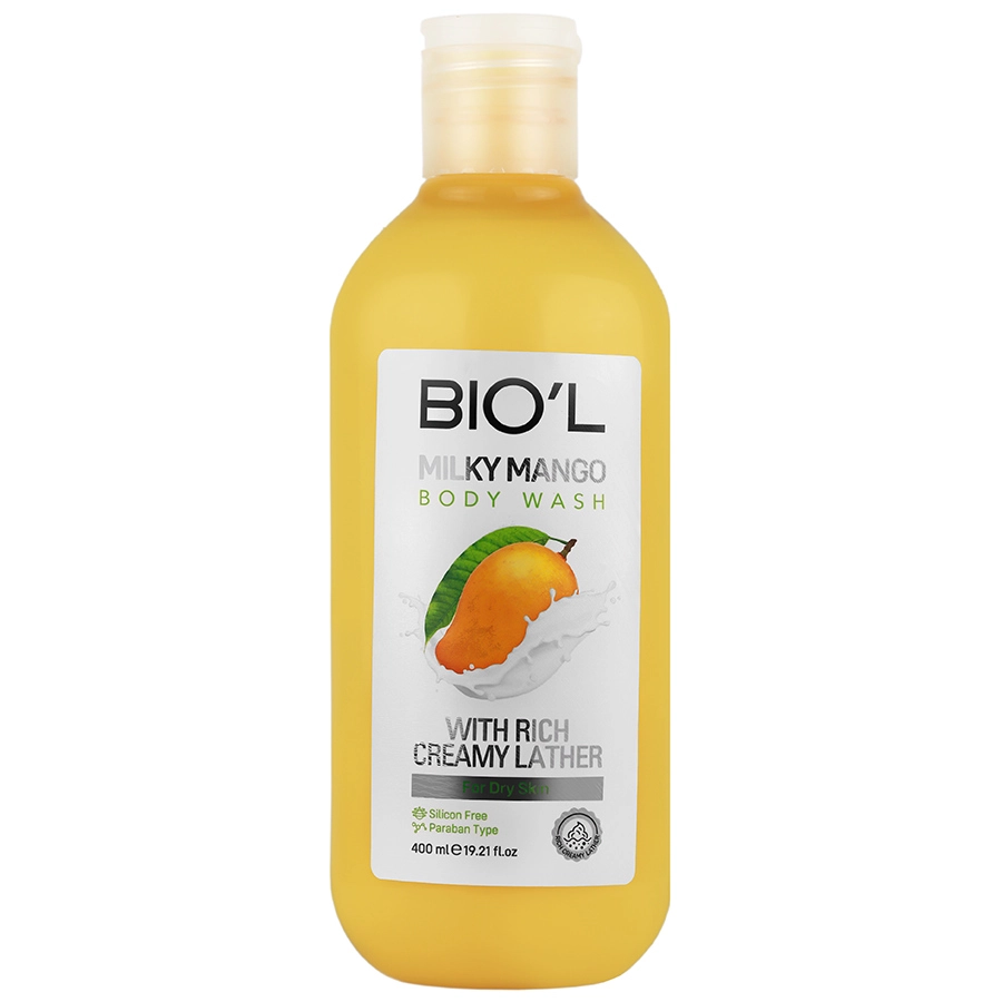 شامو بدن کرمی پوست خشک Milky Mango بیول 400 میلی‌لیتر Biol-داروخانه آنلاین آدارو