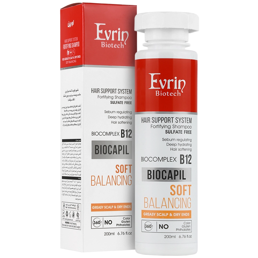 شامپو تقویت کننده (مناسب موی سر چرب و موی خشک) بایوکاپیل اورین 200 میلی‌لیتر Evrin